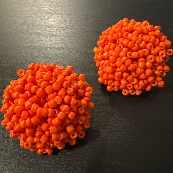 ⚜️3 for $30⚜️ Handcrafted Orange Seed Bead Stud Earring Neon Holiday Vaycay - Picture 13 of 13